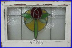 MID SIZED OLD ENGLISH LEADED STAINED GLASS WINDOW Mackintosh Rose 24.5 x 16.25
