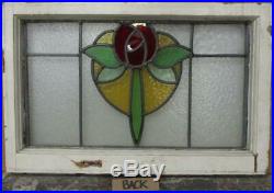MID SIZED OLD ENGLISH LEADED STAINED GLASS WINDOW Mackintosh Rose 24.5 x 16.25