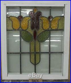 MID SIZED OLD ENGLISH LEADED STAINED GLASS WINDOW Pretty Abstract 20.5 x 23.75