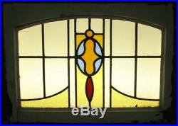 MID SIZED OLD ENGLISH LEADED STAINED GLASS WINDOW Pretty Geometric 25 x 16