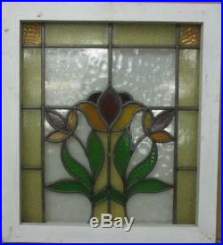 MID SIZED OLD ENGLISH LEADED STAINED GLASS WINDOW Stunning Floral 20.5 x 22.75