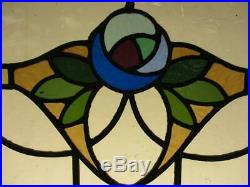 MID SIZED OLD ENGLISH LEADED STAINED GLASS WINDOW Stunning Floral 21.5 x 26