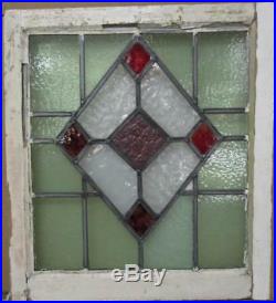 MID SIZE OLD ENGLISH LEADED STAINED GLASS WINDOW Gorgeous Diamond 21.25 x 23.5