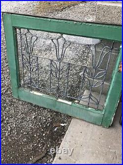 MK6 2 available price each antique leaded glass Tulip Window 19 x 24.5