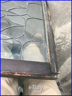 MK 35 Antique leaded glass transom window 28.5 x 21.5