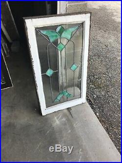 MK 42 Antique Leaded and stained glass window 20.25 x 35
