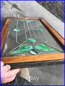 MK 42 Antique Leaded and stained glass window 20.25 x 35
