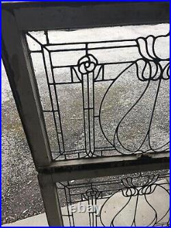 MK 42 available price separate Antique leaded glass Flower Window 23.5 x 34.5
