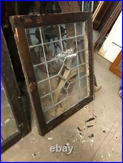 MK 94 three available price each antique leaded glass window 25 x 30.5