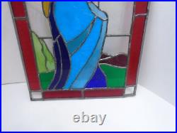 Mary Stained Glass Window Panel 19 x 12.5 Suncatcher small flaw Leaded trim