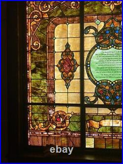 Massive antique painted in fired Leaded Stain Glass 87inch Wide By 13 Foot Tall