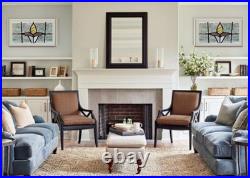 Matching Pair of Antique Leaded Stain Glass Windows 20x14.5