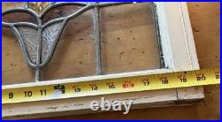 Matching Pair of Antique Leaded Stain Glass Windows 20x14.5