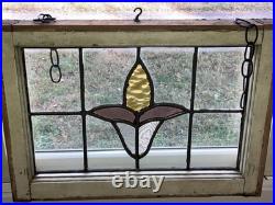 Matching Pair of Antique Leaded Stain Glass Windows 20x14.5
