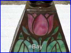 Mission arts crafts slag stained leaded glass lamp shade handel tiffany whaley