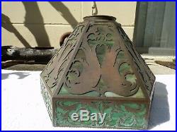 Mission arts crafts slag stained leaded glass lamp shade riviere handel tiffany