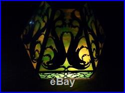 Mission arts crafts slag stained leaded glass lamp shade riviere handel tiffany