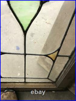 Mk105 Antique Stained And Leaded Glass Transom Window 18 X 44.5