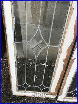 Mk 4 Two Available Price Each Antique Beveled lead glass window 16.75 x 44.5