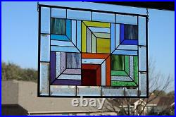 Multi-Color, Beveled Stained Glass Window Panel 22 1/2x 16 3/8