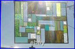 Multi-Colored & Geometric Stained Glass Window Panel-25 1/2 x 20 3/8 HMD-US