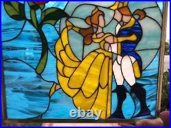Mystical! Beauty and the Beast Stained Glass Window Panel 17x17