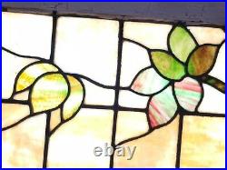 Nice Antique Stained Glass Window With Grapes 23 By 40 Inches