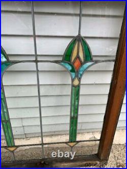 Nice Antique Stained Leaded Glass Windows 36 by 28 Circa 1910