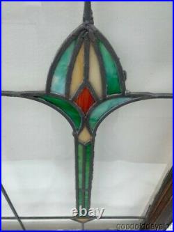 Nice Antique Stained Leaded Glass Windows 36 by 34 Circa 1910