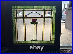 Nice Arts & Crafts Beveled Stained Leaded Glass Window Circa 1920 24 x 23