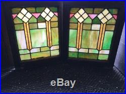 Nice Pair of Colorful Stained Leaded Glass Windows 25 by 20 Circa 1925