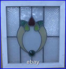 OLD ABSTRACT FLORAL ENGLISH LEADED STAINED GLASS WINDOW 18 1/4 x 19 3/4