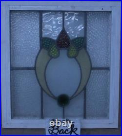 OLD ABSTRACT FLORAL ENGLISH LEADED STAINED GLASS WINDOW 18 1/4 x 19 3/4