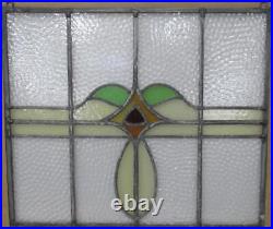 OLD ENGLISH LEADED GLASS WINDOW Unframed w Hooks Abstract Floral 19.5 x 17