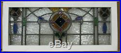 OLD ENGLISH LEADED STAINED GLASS TRANSOM WINDOW Stunning Colors 33.75 x 14.75