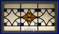 OLD ENGLISH LEADED STAINED GLASS TRANSOM WINDOW Stunning Diamonds 38 x 22.5