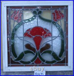 OLD ENGLISH LEADED STAINED GLASS WINDOW ABSTRACT FLORAL 21 1/2 x 21 1/2