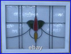 OLD ENGLISH LEADED STAINED GLASS WINDOW ABSTRACT FLORAL 25 3/4 x 19 3/4 OLD ENGLISH LEADED STAINED GLASS WINDOW ABSTRACT FLORAL 25 3/4 x 19 3/4