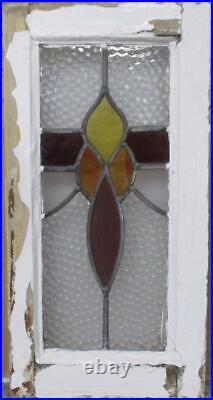 OLD ENGLISH LEADED STAINED GLASS WINDOW Abstract Floral 10.5 x 20.5