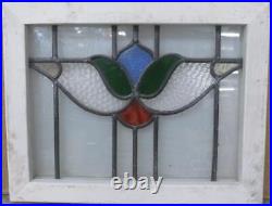 OLD ENGLISH LEADED STAINED GLASS WINDOW Abstract Floral 17.5 x 13.75