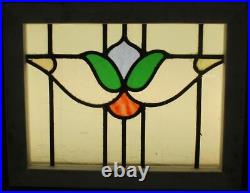 OLD ENGLISH LEADED STAINED GLASS WINDOW Abstract Floral 17.5 x 13.75