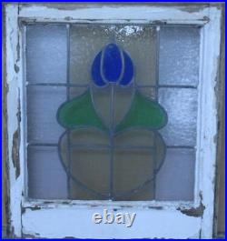 OLD ENGLISH LEADED STAINED GLASS WINDOW Abstract Floral 18.5 x 20.25