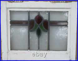 OLD ENGLISH LEADED STAINED GLASS WINDOW Abstract Floral 20.25 x 16