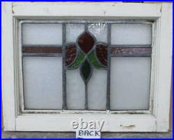 OLD ENGLISH LEADED STAINED GLASS WINDOW Abstract Floral 20.25 x 16