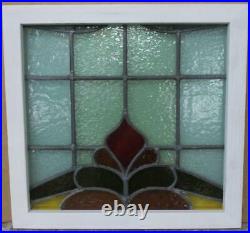 OLD ENGLISH LEADED STAINED GLASS WINDOW Abstract Floral 20 x 19