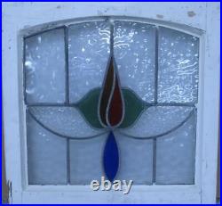 OLD ENGLISH LEADED STAINED GLASS WINDOW Abstract Floral 21.5 x 20.75