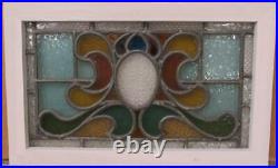 OLD ENGLISH LEADED STAINED GLASS WINDOW Abstract Geometric 22 x 13.75