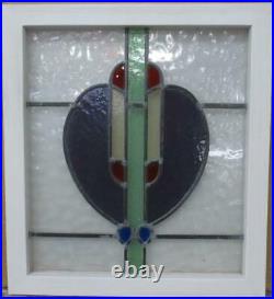 OLD ENGLISH LEADED STAINED GLASS WINDOW Abstract Heart 19 x 21.25