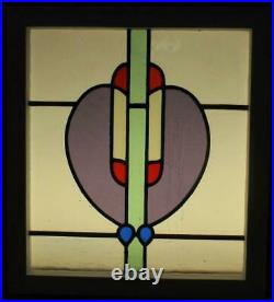 OLD ENGLISH LEADED STAINED GLASS WINDOW Abstract Heart 19 x 21.25