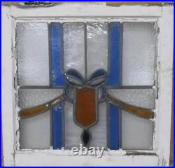 OLD ENGLISH LEADED STAINED GLASS WINDOW Beautiful Bow 20.5 x 20